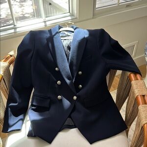 Veronica Beard Miller Dickey jacket in navy with silver buttons. Size 14